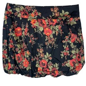 American Rag‎ Co Black Floral Bubble Hem Skirt Women's Size 7 Rose Garden Print